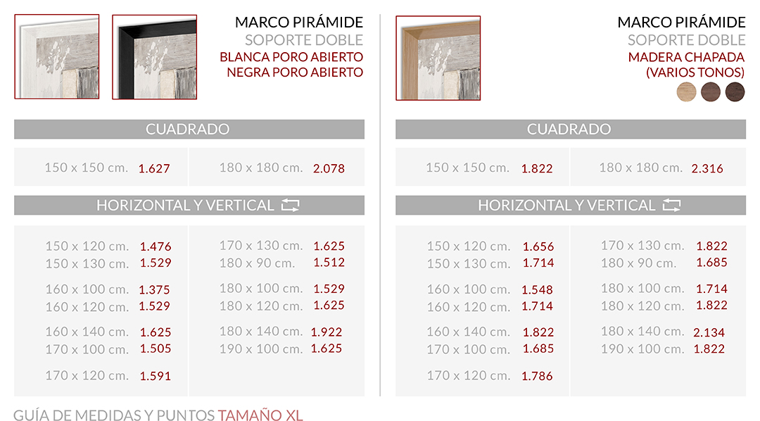 Medidas Marco Pirámide Soporte Doble XL